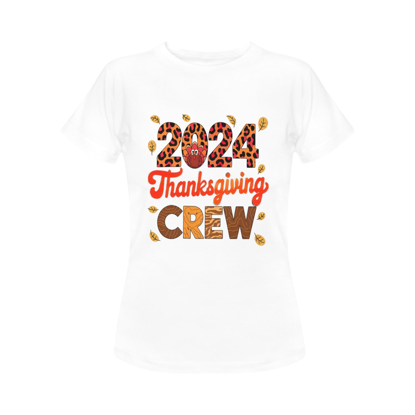 2024 Thanksgiving Crew T-Shirt.(white) Women's T-Shirt in USA (Front Printing Only)