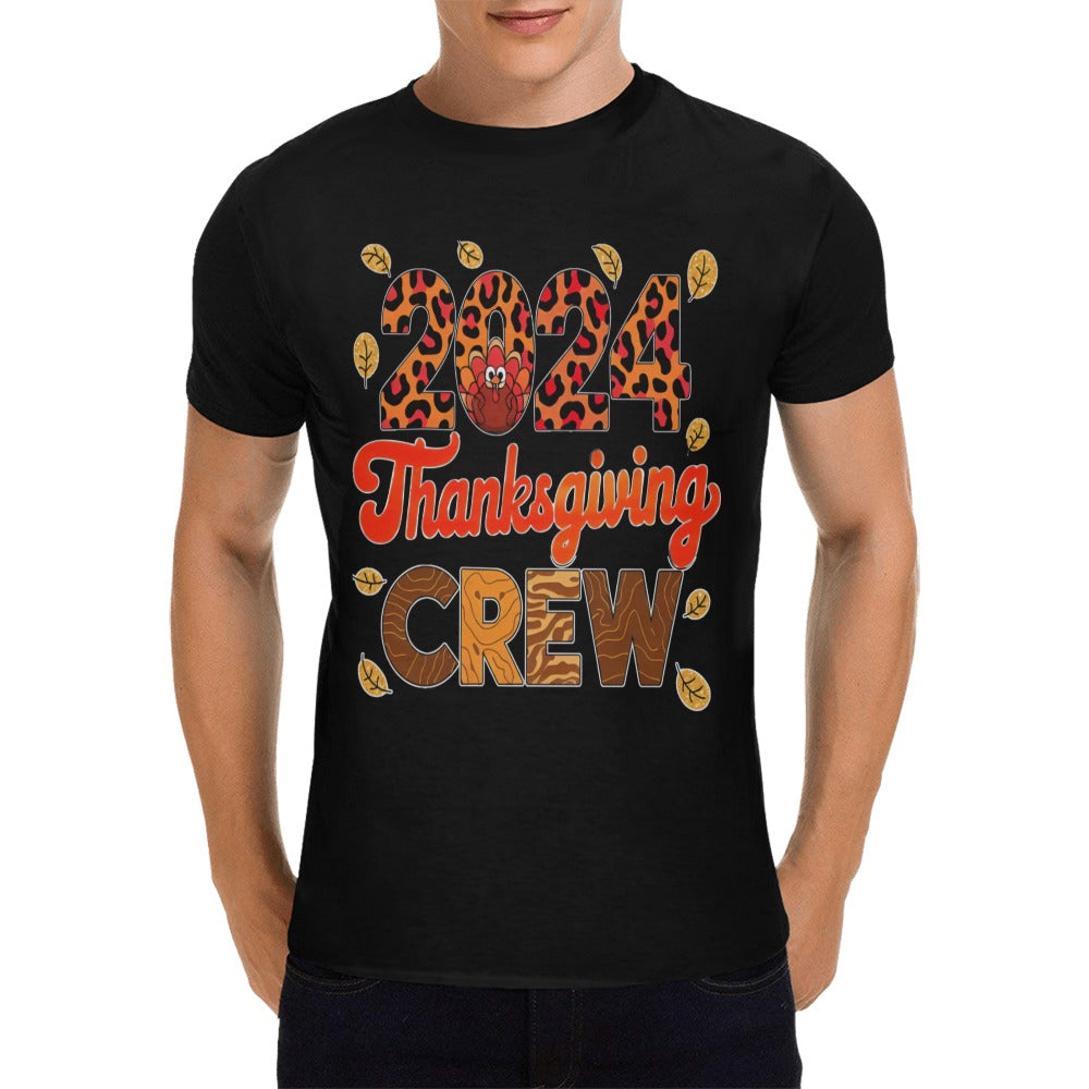 2024 Thanksgiving Crew T-Shirt.(men) black Men's T-Shirt in USA Size (Front Printing Only)
