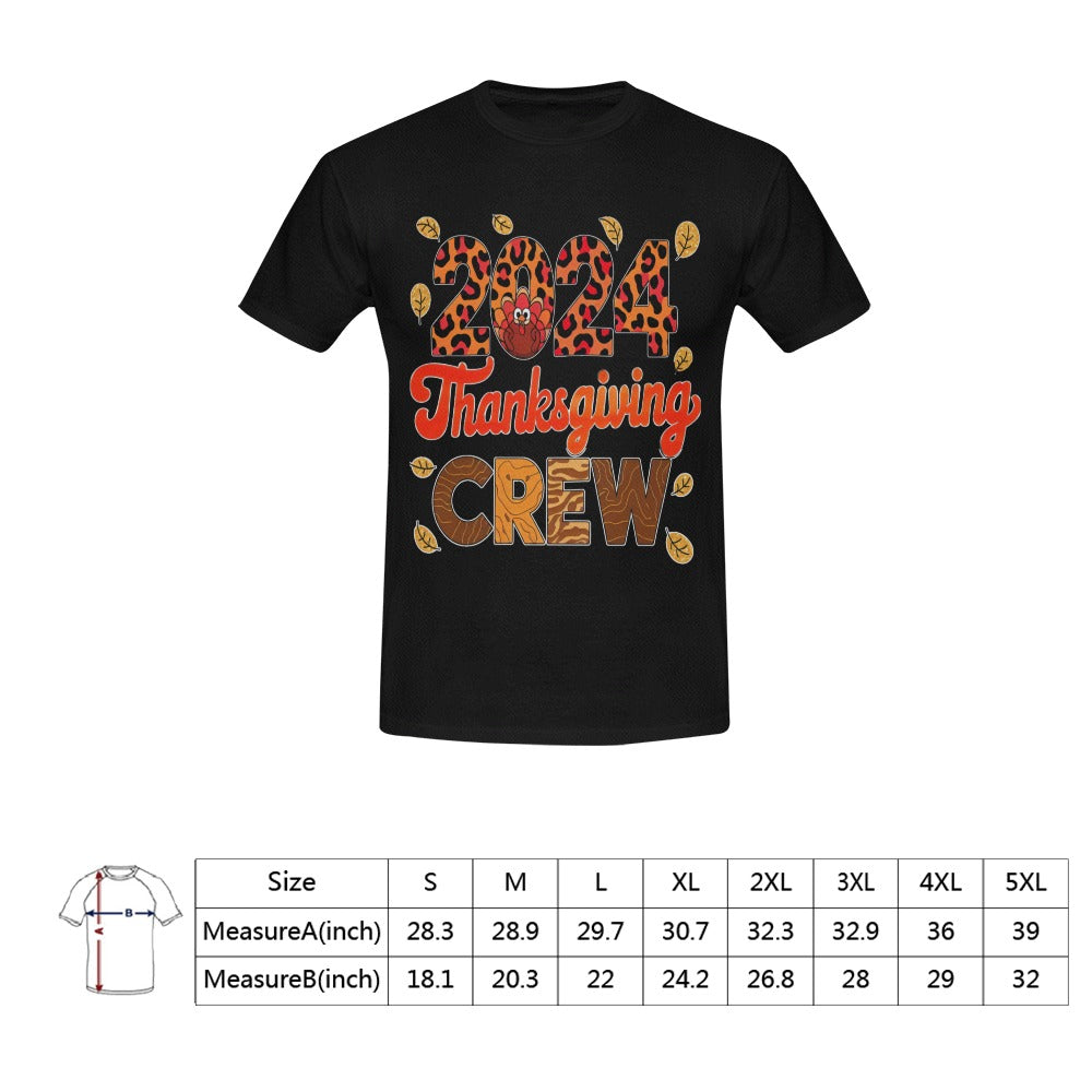 2024 Thanksgiving Crew T-Shirt.(men) black Men's T-Shirt in USA Size (Front Printing Only)