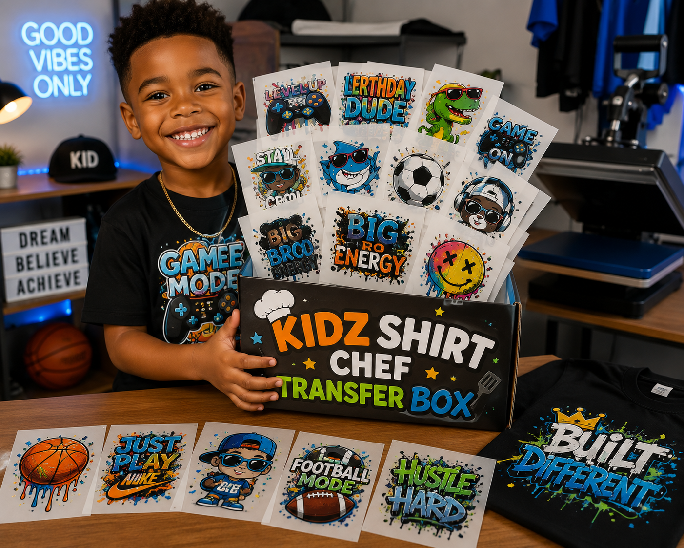 KIDZ SHIRT CHEF TRANSFER BOX– 10 DTF Transfer Pack